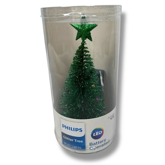 Philips LED Glitter Tree Multi Lights Battery Operated Christmas Village New - Picture 1 of 5